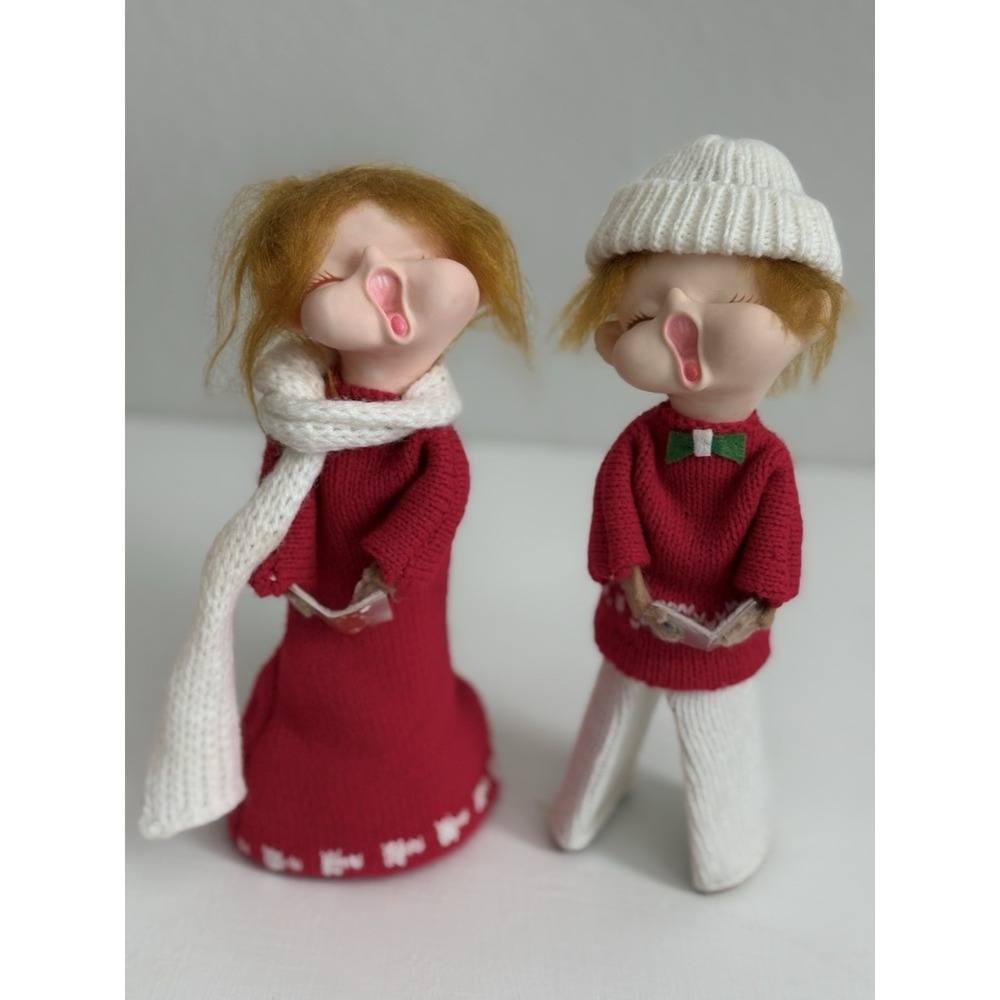 Vintage Christmas Caroler Choir Boy Girl Figurines Singing Dolls